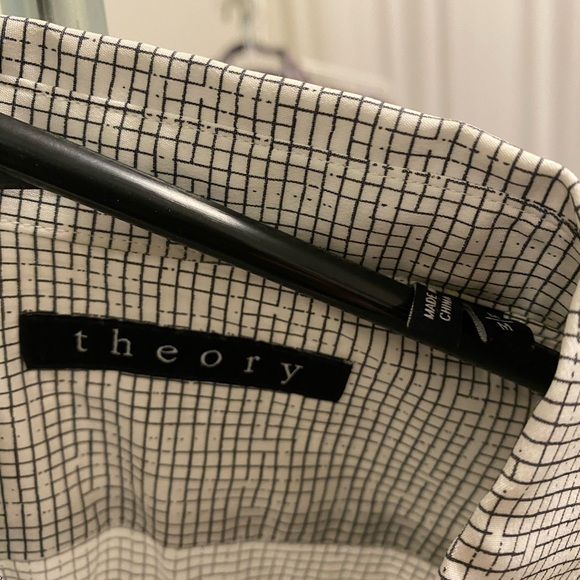 Theory Button Up Shirt. Size medium. Black and white. - Picture 3 of 6